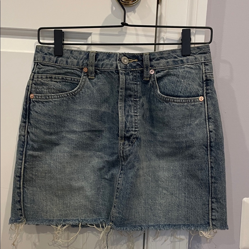 Free People Distressed Denim Mini Skirt
